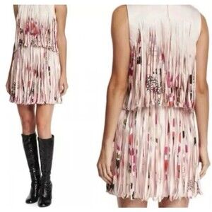 Alexis Eleanor Fringe Mini Dress Pink Short sleeve party botanica